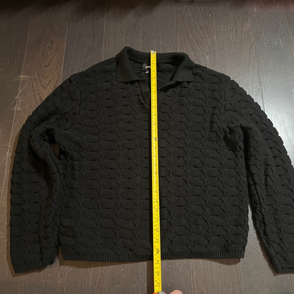 RARE Stussy Stüssy Open Knit Collared Sweater top black Men’s Size Medium HTF - Picture 3 of 10
